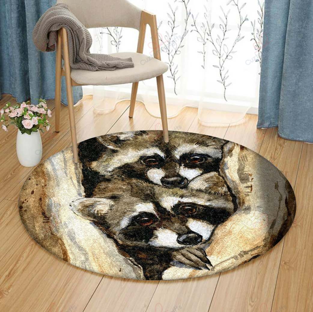 Procyon Lotor Round Carpet Floor Rug Living Room Bedroom Decor Round Area Rug Carpet Procyon Lotor Round Carpet Floor Rug Living Room Bedroom Decor Round Area Rug Carpet