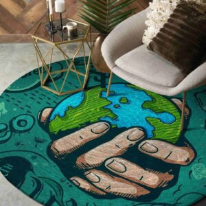 Protect Earth Round Carpet Floor Rug Living Room Bedroom Decor Round Area Rug Carpet