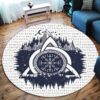 Protection Symbol Viking 1 Round Carpet Floor Rug Living Room Bedroom Decor Round Area Rug Carpet