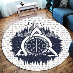 Protection Symbol Viking 1 Round Carpet Floor Rug Living Room Bedroom Decor Round Area Rug Carpet