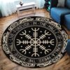 Protection Symbol Viking Round Carpet Floor Rug Living Room Bedroom Decor Round Area Rug Carpet