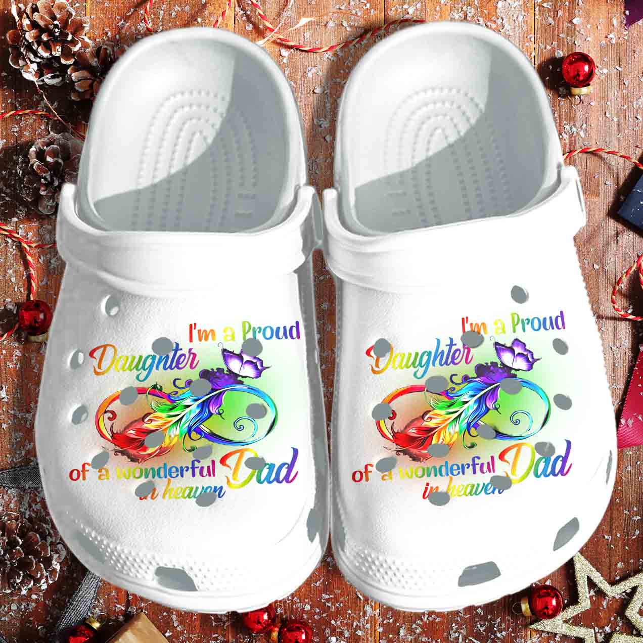 Pround Daughter of Wonderful Dad Heaven Butterfly Shoes Crocs Clog Gift For Girl Women Pround Daughter of Wonderful Dad Heaven Butterfly Shoes Crocs Clog Gift For Girl Women