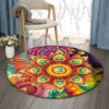 Psychedelic Floral Round Carpet Floor Rug Living Room Bedroom Decor Round Area Rug Carpet