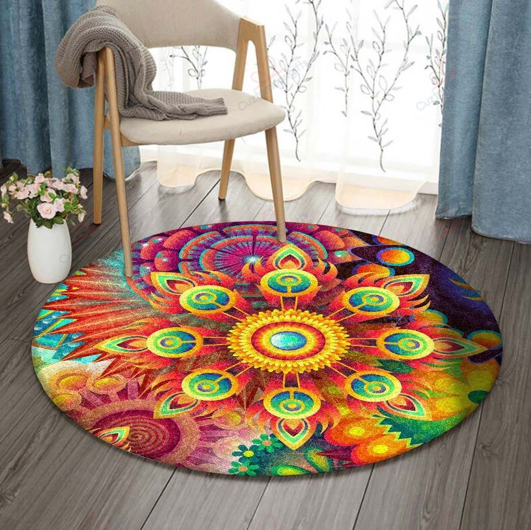 Psychedelic Floral Round Carpet Floor Rug Living Room Bedroom Decor Round Area Rug Carpet Psychedelic Floral Round Carpet Floor Rug Living Room Bedroom Decor Round Area Rug Carpet