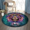 Psychedelic Trippy Rainbow Lion Round Carpet Floor Rug Living Room Bedroom Decor Round Area Rug Carpet