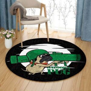 Pug Bazooka Round Carpet Floor Rug Living Room Bedroom Decor Round Area Rug Carpet