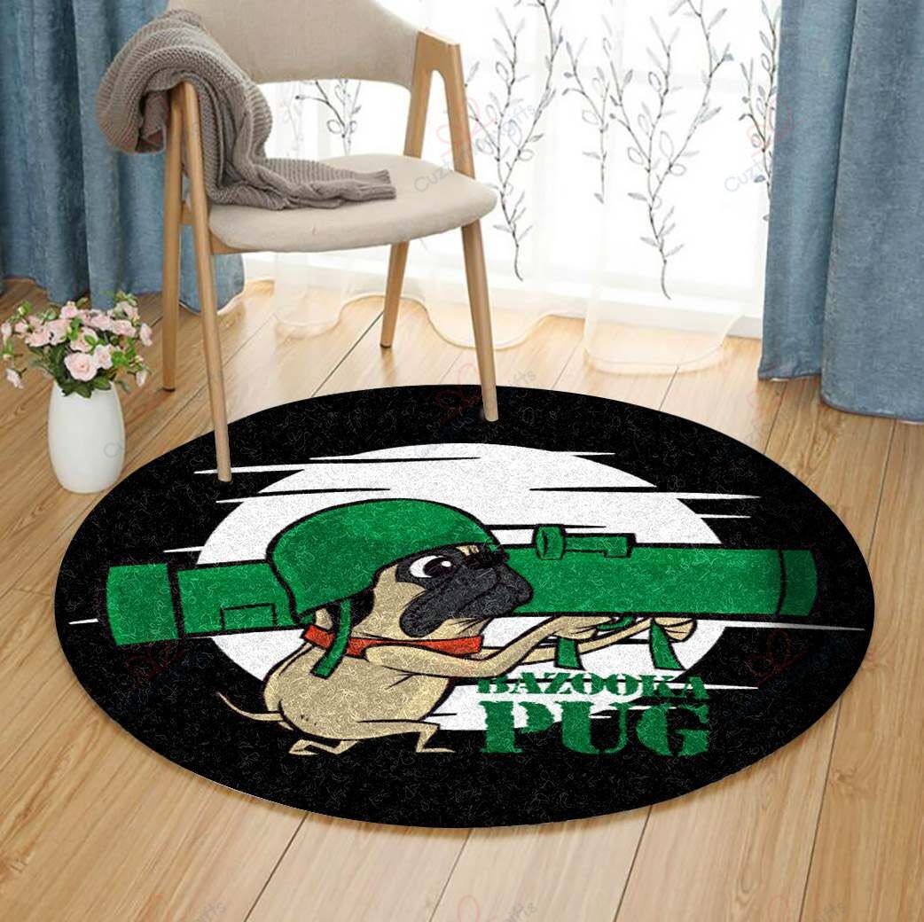 Pug Bazooka Round Carpet Floor Rug Living Room Bedroom Decor Round Area Rug Carpet Pug Bazooka Round Carpet Floor Rug Living Room Bedroom Decor Round Area Rug Carpet
