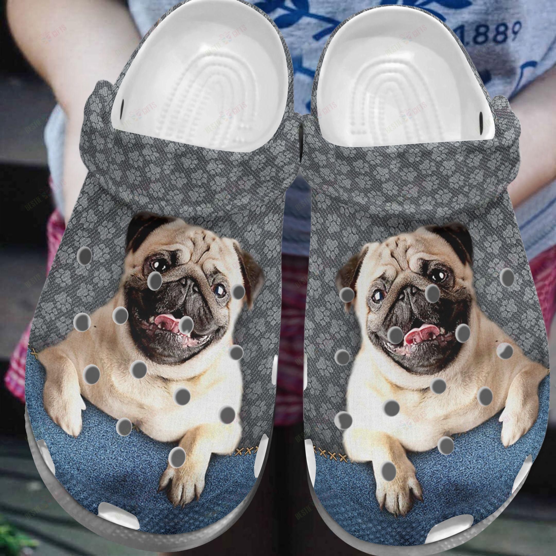 Pug Crocs Clog Classic Clog Whitesole Pug Lover Shoes Pug Crocs Clog Classic Clog Whitesole Pug Lover Shoes