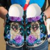 Pug Flowers Pub Sku 1925 Crocs Crocband Clog Comfortable For Mens Womens Classic Clog Water Shoes