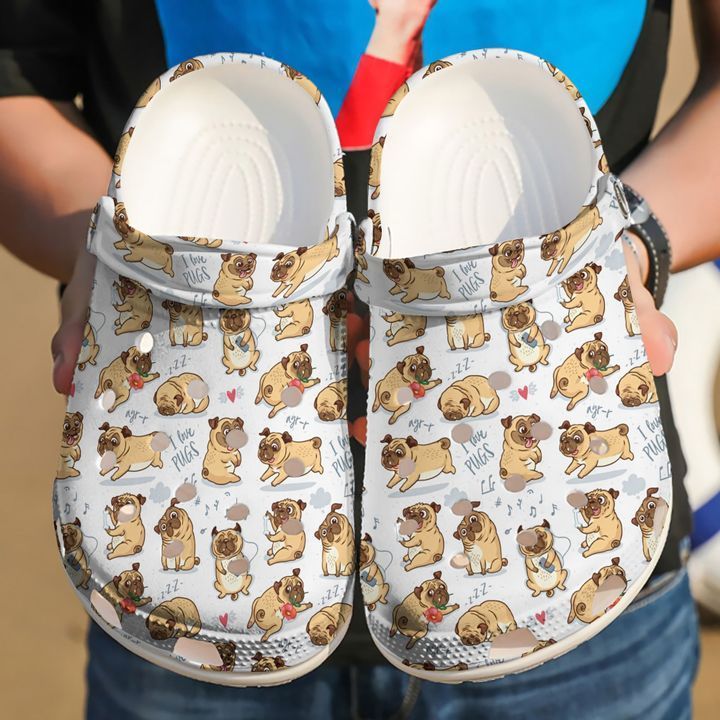 Pug I Love Pugs Sku 1928 Crocs Clog Clog Shoes Pug I Love Pugs Sku 1928 Crocs Clog Clog Shoes