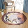 Pug I Love You To The Moon And Back Round Carpet Floor Rug Living Room Bedroom Decor Round Area Rug Carpet