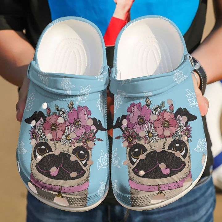 Pug Love Flower Sku 1933 Crocs Crocband Clog Comfortable For Mens Womens Classic Clog Water Shoes Pug Love Flower Sku 1933 Crocs Crocband Clog Comfortable For Mens Womens Classic Clog Water Shoes