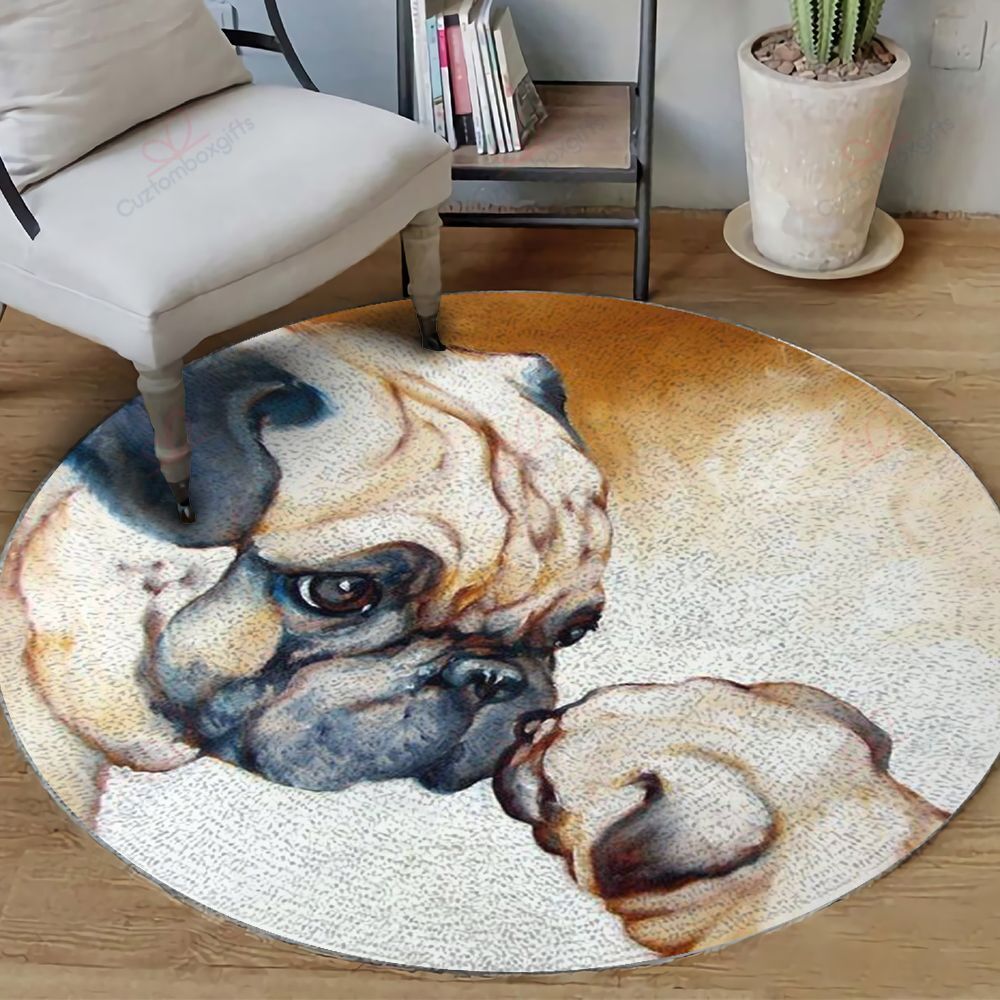 Pug Parents Round Carpet Floor Rug Living Room Bedroom Decor Round Area Rug Carpet Pug Parents Round Carpet Floor Rug Living Room Bedroom Decor Round Area Rug Carpet