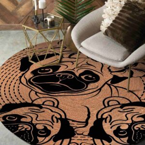 Pug Pattern 1 Round Carpet Floor Rug Living Room Bedroom Decor Round Area Rug Carpet