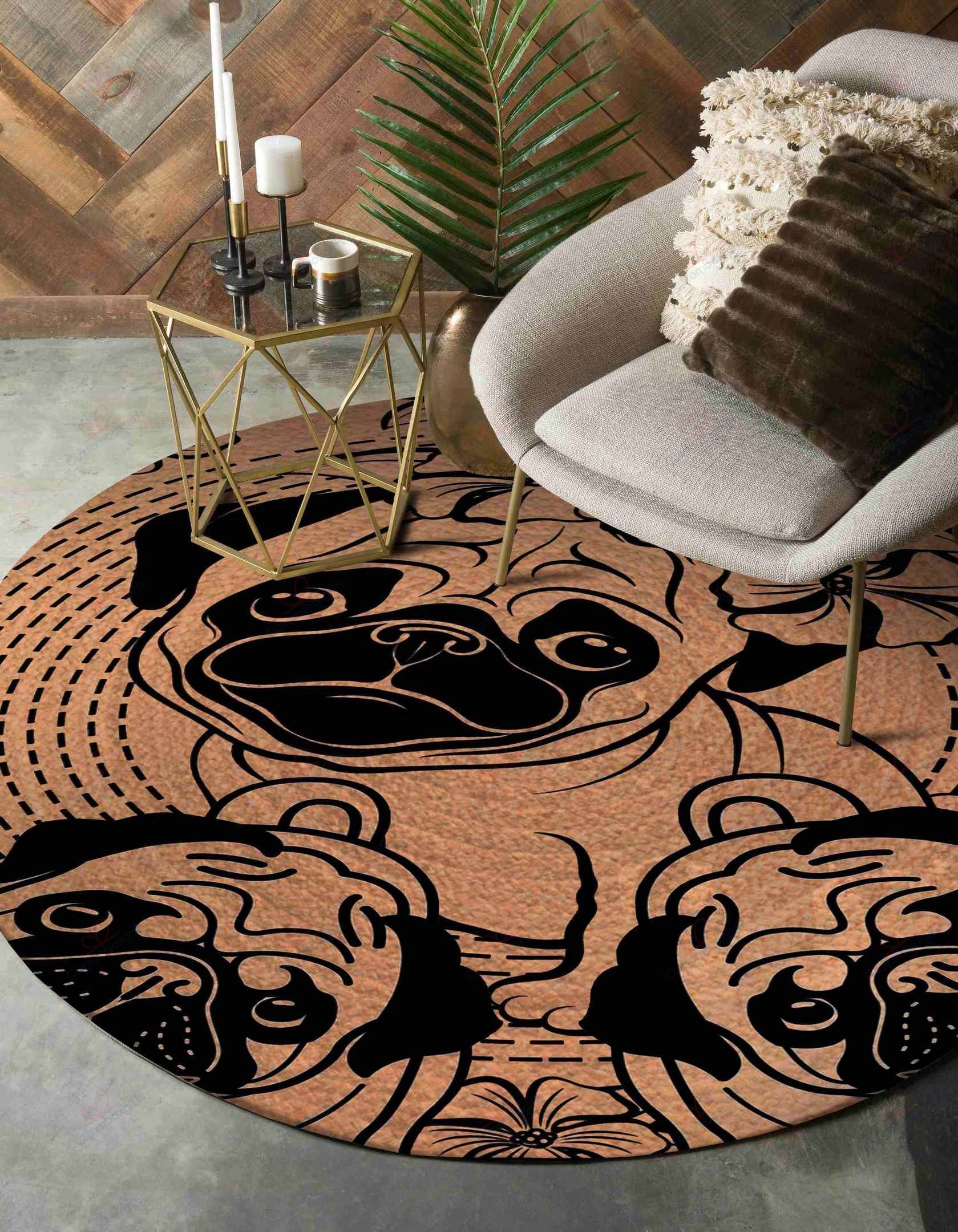 Pug Pattern 1 Round Carpet Floor Rug Living Room Bedroom Decor Round Area Rug Carpet Pug Pattern 1 Round Carpet Floor Rug Living Room Bedroom Decor Round Area Rug Carpet