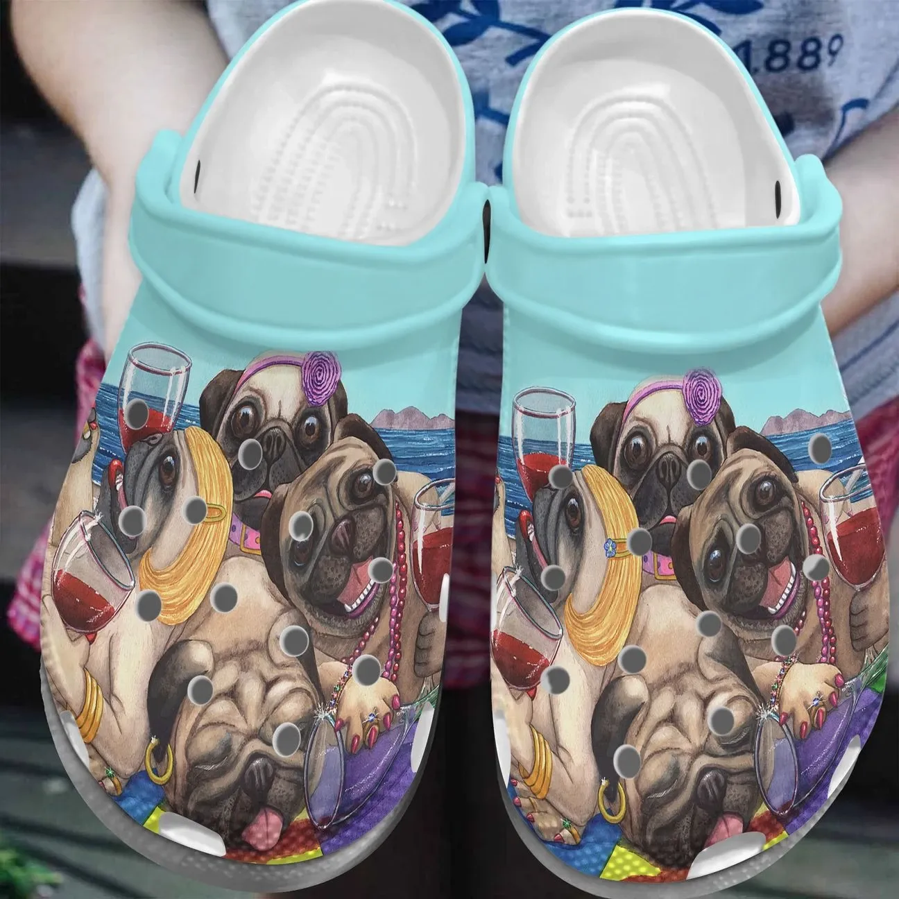 Pug Personalize Clog Custom Crocs Fashionstyle Comfortable For Women Men Kid Print 3D Pug In Beach Pug Personalize Clog Custom Crocs Fashionstyle Comfortable For Women Men Kid Print 3D Pug In Beach