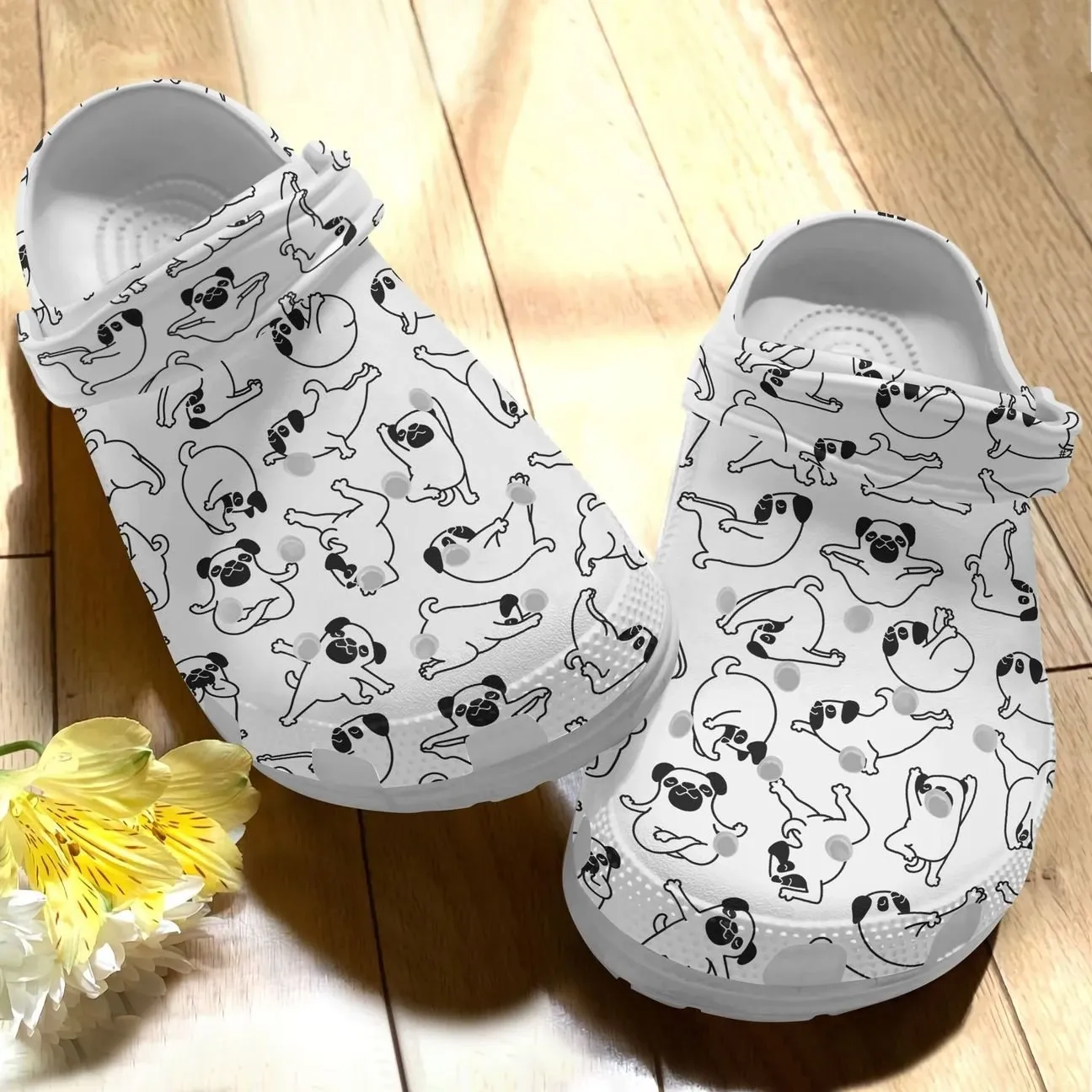 Pug Personalize Clog Custom Crocs Fashionstyle Comfortable For Women Men Kid Print 3D Whitesole Flexible Puggy Pug Personalize Clog Custom Crocs Fashionstyle Comfortable For Women Men Kid Print 3D Whitesole Flexible Puggy