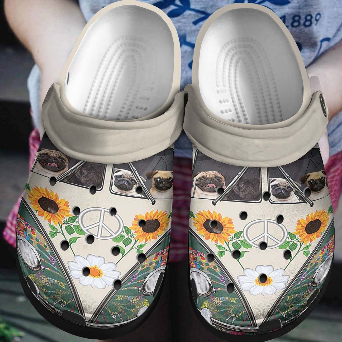 Pug Personalized Clog Custom Crocs Comfortablefashion Style Comfortable For Women Men Kid Print 3D Pug Hippie Pug Personalized Clog Custom Crocs Comfortablefashion Style Comfortable For Women Men Kid Print 3D Pug Hippie