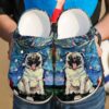 Pug Starry Night Sku 1883 Crocs Crocband Clog Comfortable For Mens Womens Classic Clog Water Shoes