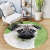 Pug The Moon Round Carpet Floor Rug Living Room Bedroom Decor Round Area Rug Carpet