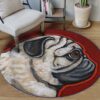 Pug Tilt Angle Round Carpet Floor Rug Living Room Bedroom Decor Round Area Rug Carpet