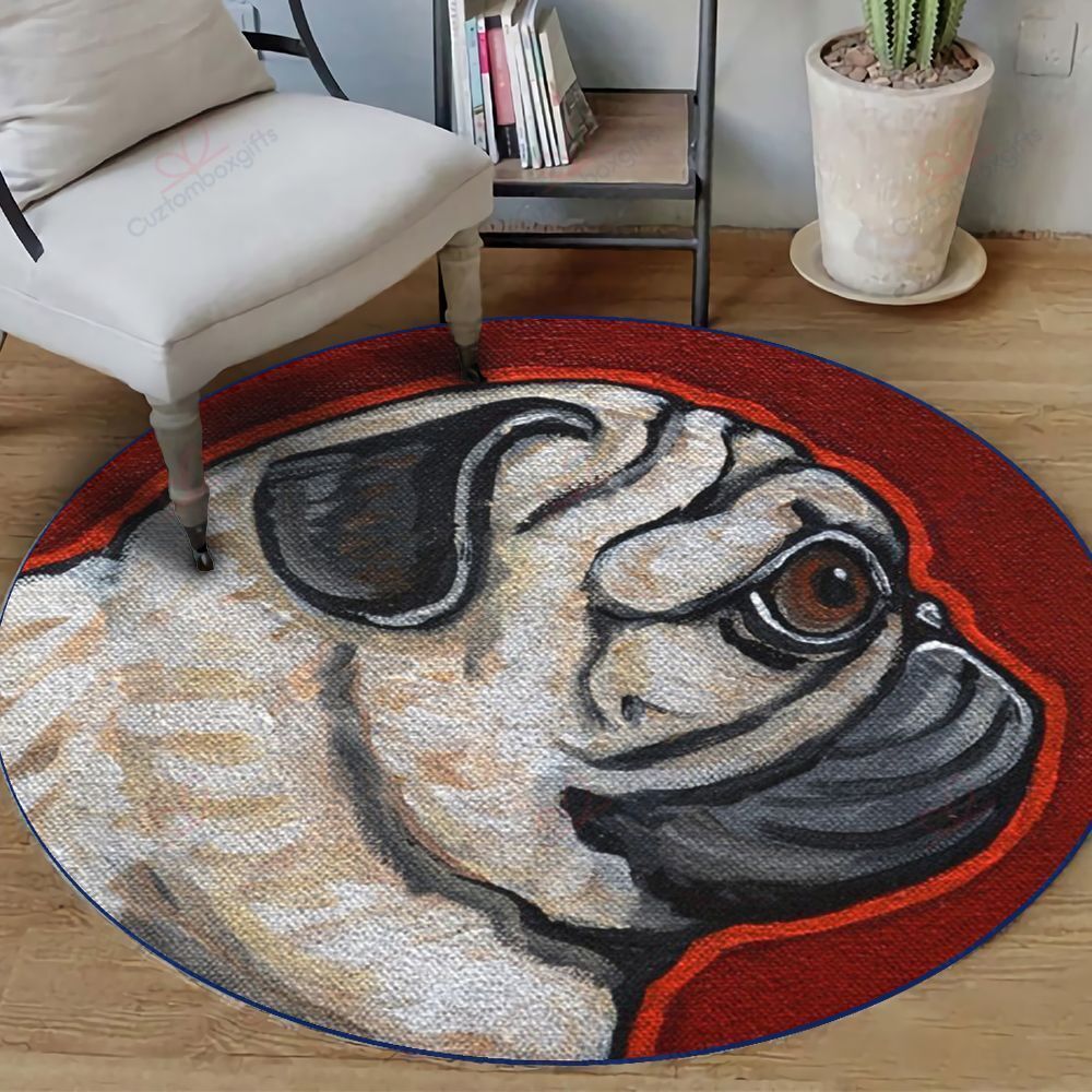 Pug Tilt Angle Round Carpet Floor Rug Living Room Bedroom Decor Round Area Rug Carpet Pug Tilt Angle Round Carpet Floor Rug Living Room Bedroom Decor Round Area Rug Carpet