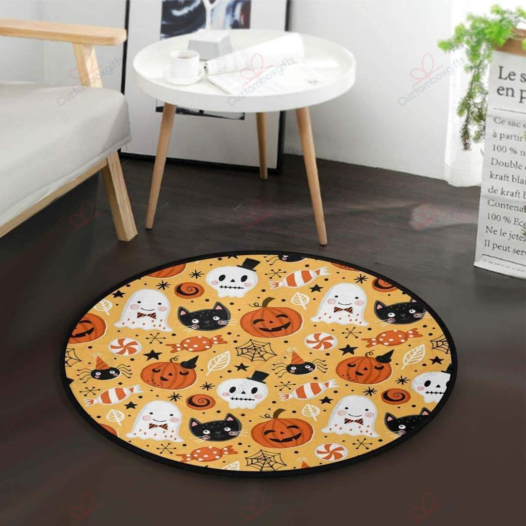 Pumpkin And Cat Round Carpet Floor Rug Living Room Bedroom Decor Round Area Rug Carpet Pumpkin And Cat Round Carpet Floor Rug Living Room Bedroom Decor Round Area Rug Carpet