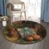 Pumpkin And Patches Round Carpet Floor Rug Living Room Bedroom Decor Round Area Rug Carpet
