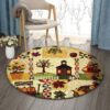 Pumpkin Farm School Sunflower Autumn Round Carpet Floor Rug Living Room Bedroom Decor Round Area Rug Carpet