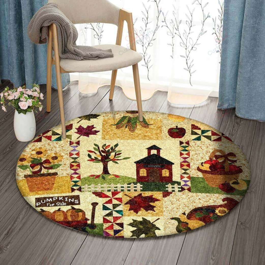 Pumpkin Farm School Sunflower Autumn Round Carpet Floor Rug Living Room Bedroom Decor Round Area Rug Carpet Pumpkin Farm School Sunflower Autumn Round Carpet Floor Rug Living Room Bedroom Decor Round Area Rug Carpet