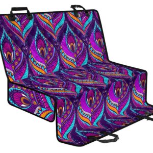 Purple Bohemian Peacock Feather Print Pet Car Back Seat Cover - 341794d6eee3
