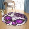 Purple Butterflies 1 Round Carpet Floor Rug Living Room Bedroom Decor Round Area Rug Carpet