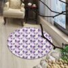 Purple Butterflies Round Carpet Floor Rug Living Room Bedroom Decor Round Area Rug Carpet