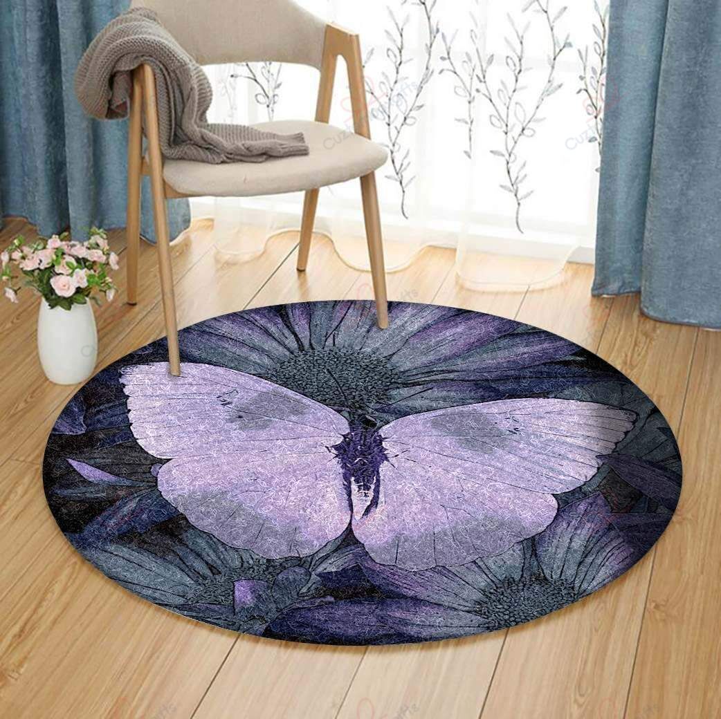 Purple Butterfly And Fower Round Carpet Floor Rug Living Room Bedroom Decor Round Area Rug Carpet Purple Butterfly And Fower Round Carpet Floor Rug Living Room Bedroom Decor Round Area Rug Carpet