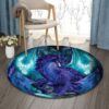 Purple Dragon Round Carpet Floor Rug Living Room Bedroom Decor Round Area Rug Carpet