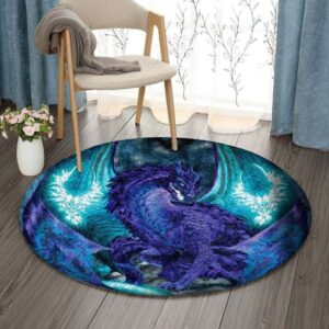 Purple Dragon Round Carpet Floor Rug Living Room Bedroom Decor Round Area Rug Carpet