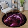 Purple Dragon Round Carpet Floor Rug Living Room Bedroom Decor Round Area Rug Carpet