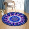 Purple Mandala Round Carpet Floor Rug Living Room Bedroom Decor Round Area Rug Carpet