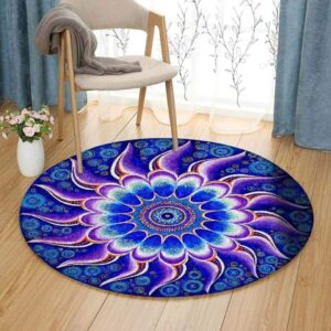 Purple Mandala Round Carpet Floor Rug Living Room Bedroom Decor Round Area Rug Carpet