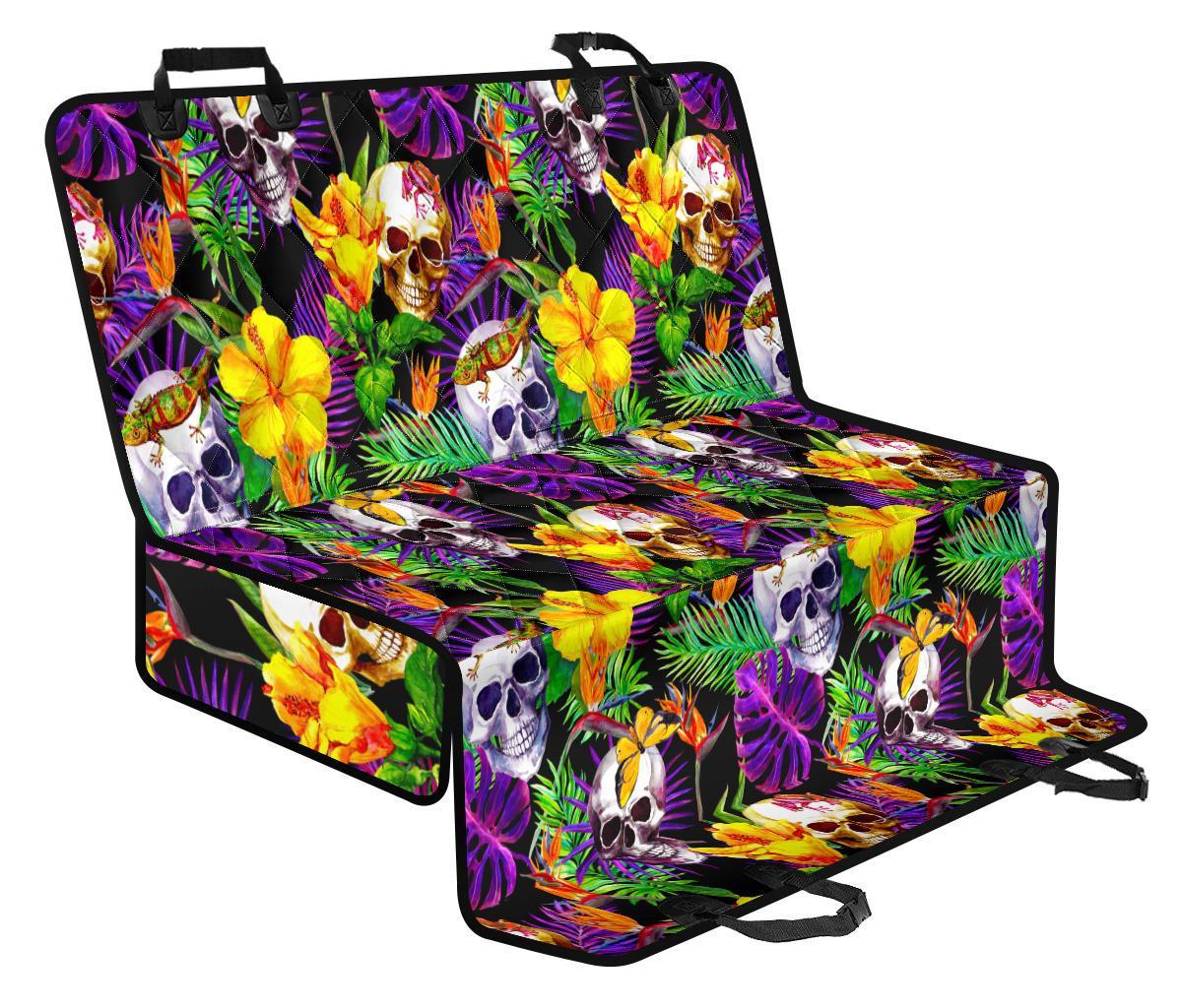 Purple Tropical Skull Pattern Print Pet Car Back Seat Cover - 739e86807285 Purple Tropical Skull Pattern Print Pet Car Back Seat Cover - 739e86807285