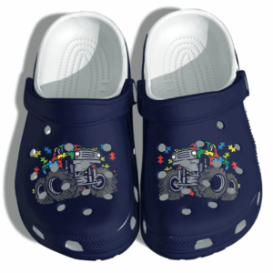 Puzzle Monster Truck Autism Shoes Crocs Clog – Autism Awareness Truck Boys Croc Clog Birthday Gifts For Boy