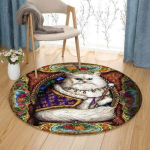 Queen Cat Round Carpet Floor Rug Living Room Bedroom Decor Round Area Rug Carpet