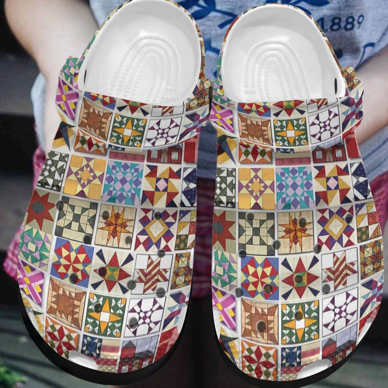 Quilt Blocks Personalized Clog Custom Crocs Comfortablefashion Style Comfortable For Women Men Kid Print 3D Quilt Blocks Personalized Clog Custom Crocs Comfortablefashion Style Comfortable For Women Men Kid Print 3D