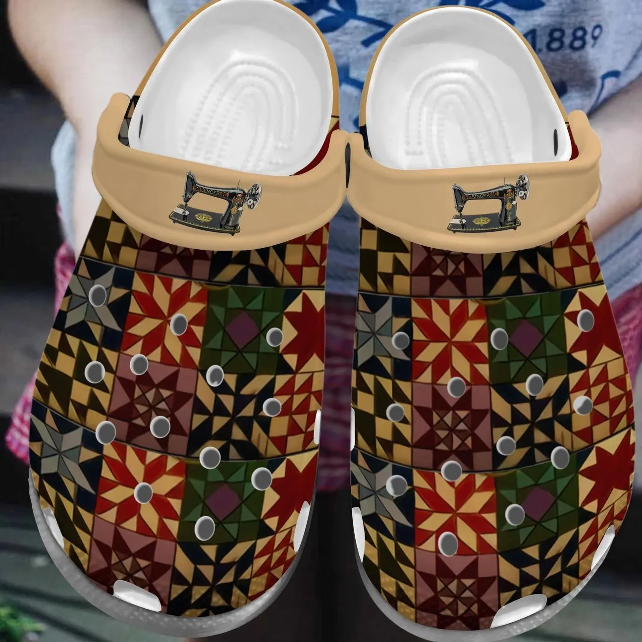 Quilting Blocks Personalize Clog Custom Crocs Fashionstyle Comfortable For Women Men Kid Print 3D Whitesole Quilting Blocks Personalize Clog Custom Crocs Fashionstyle Comfortable For Women Men Kid Print 3D Whitesole