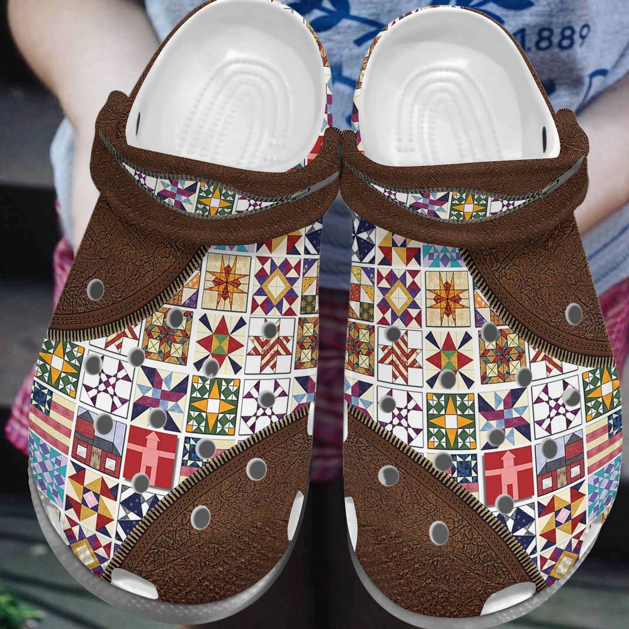 Quilting Personalize Clog Custom Crocs Fashionstyle Comfortable For Women Men Kid Print 3D Quilt Blocks V3 Quilting Personalize Clog Custom Crocs Fashionstyle Comfortable For Women Men Kid Print 3D Quilt Blocks V3