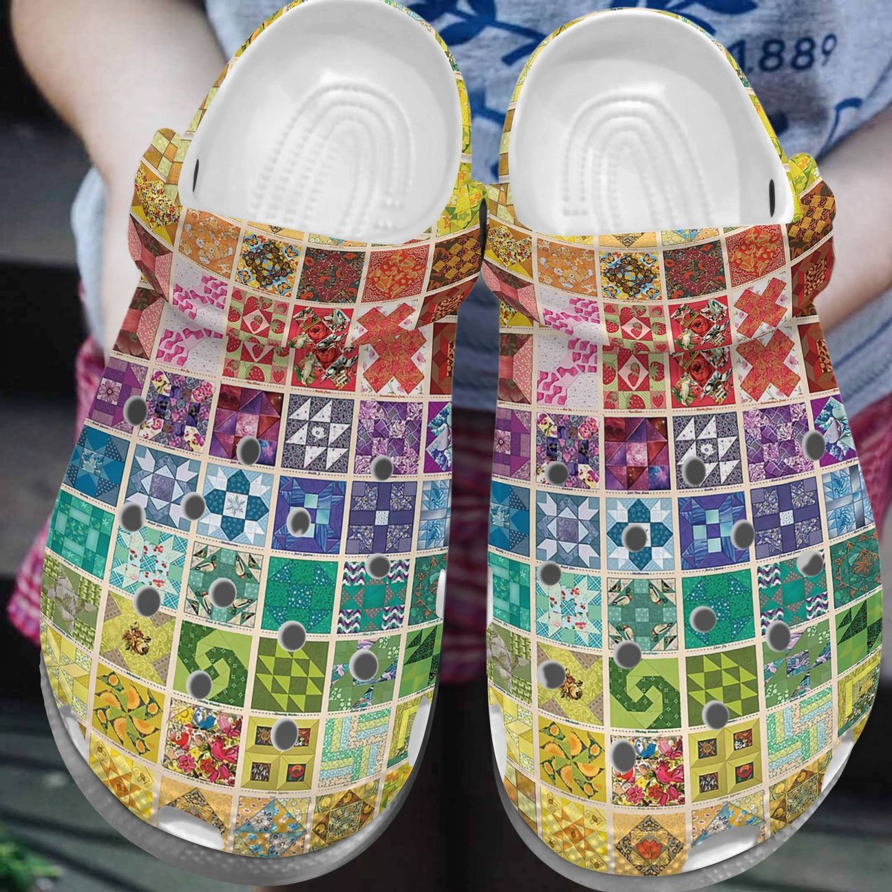Quilting Personalize Clog Custom Crocs Fashionstyle Comfortable For Women Men Kid Print 3D Quilting World Quilting Personalize Clog Custom Crocs Fashionstyle Comfortable For Women Men Kid Print 3D Quilting World