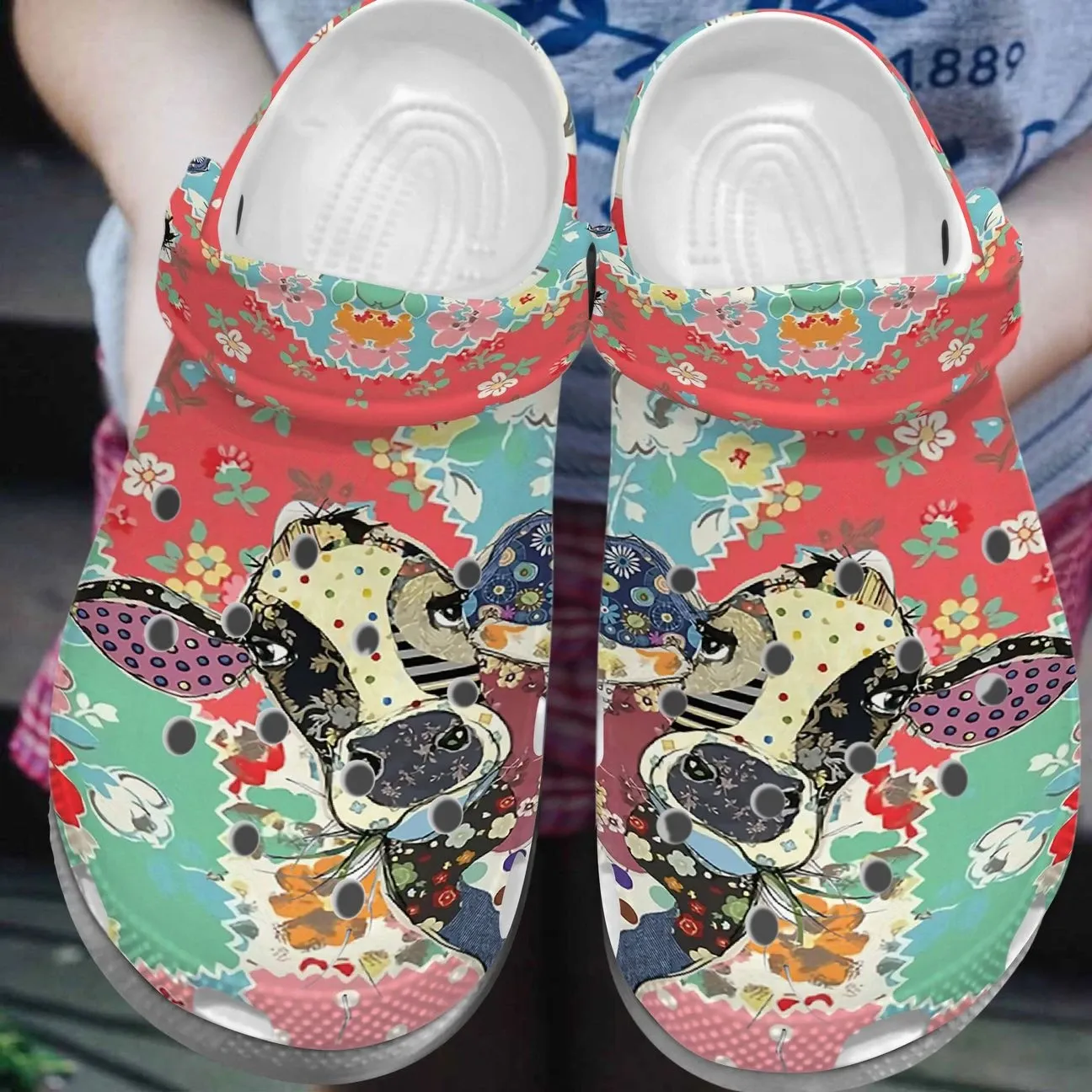 Quilting Personalized Clog Custom Crocs Comfortablefashion Style Comfortable For Women Men Kid Print 3D Quilting Cow Quilting Personalized Clog Custom Crocs Comfortablefashion Style Comfortable For Women Men Kid Print 3D Quilting Cow