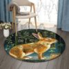 Rabbit Bird Honey Comb Round Carpet Floor Rug Living Room Bedroom Decor Round Area Rug Carpet