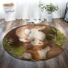 Rabbit Mom And Baby Round Carpet Floor Rug Living Room Bedroom Decor Round Area Rug Carpet