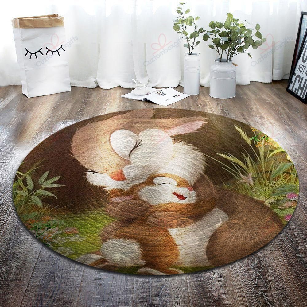 Rabbit Mom And Baby Round Carpet Floor Rug Living Room Bedroom Decor Round Area Rug Carpet Rabbit Mom And Baby Round Carpet Floor Rug Living Room Bedroom Decor Round Area Rug Carpet